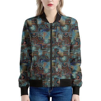 Mosaic Patchwork Pattern Print Women's Bomber Jacket