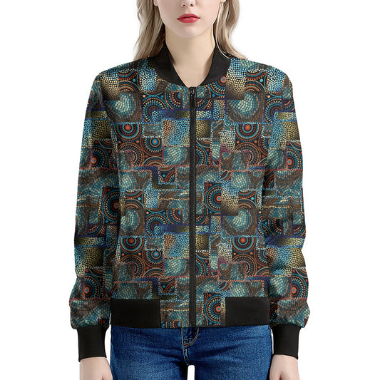 Mosaic Patchwork Pattern Print Women's Bomber Jacket