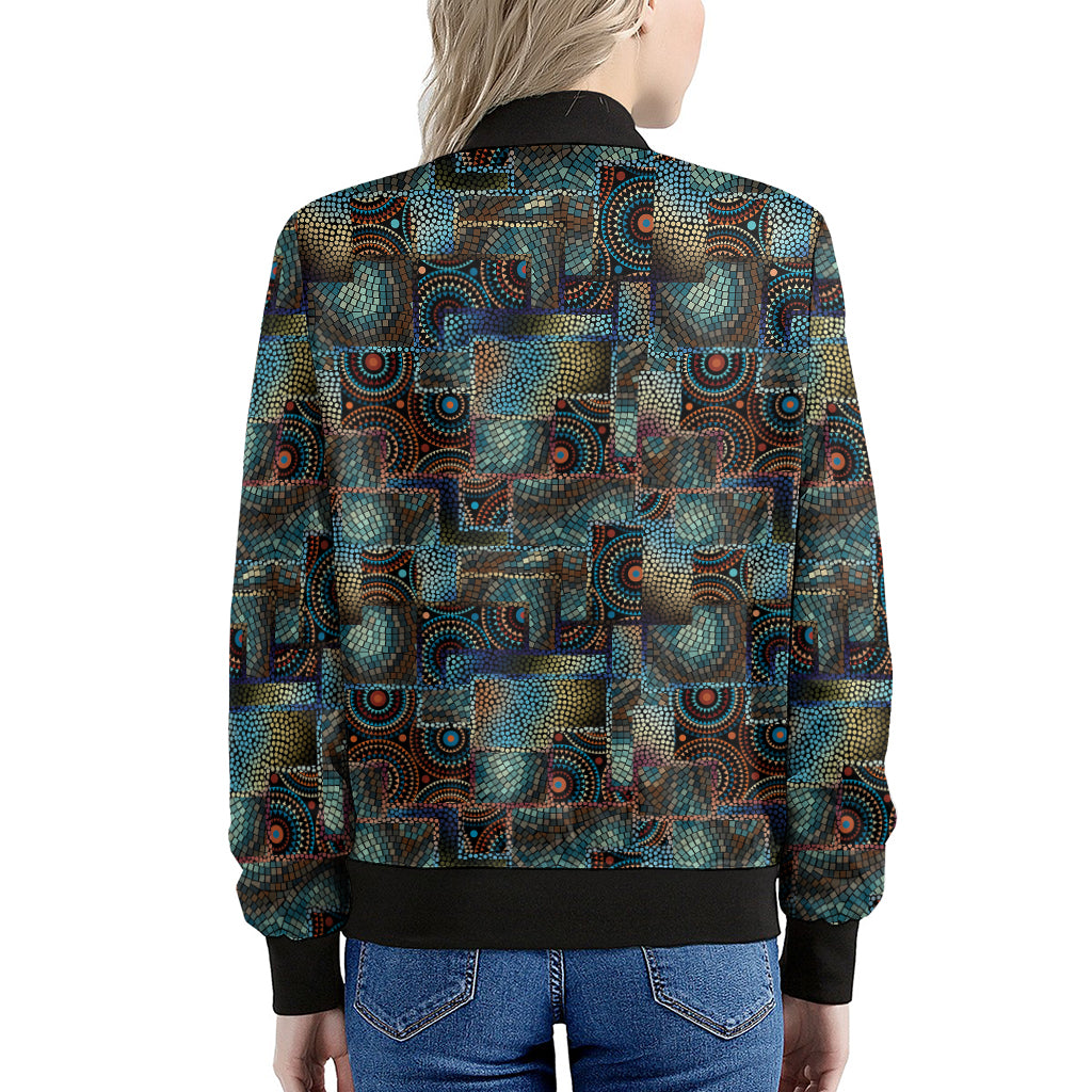 Mosaic Patchwork Pattern Print Women's Bomber Jacket