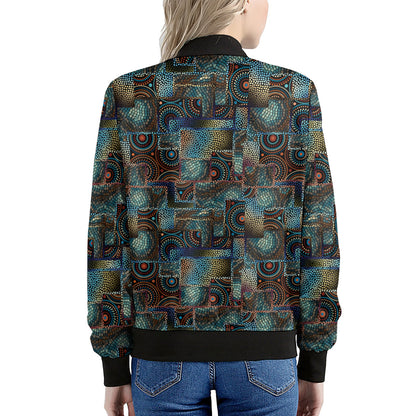 Mosaic Patchwork Pattern Print Women's Bomber Jacket