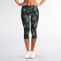 Mosaic Patchwork Pattern Print Women's Capri Leggings