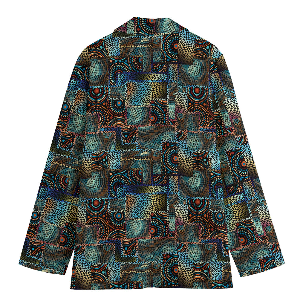 Mosaic Patchwork Pattern Print Women's Cotton Blazer