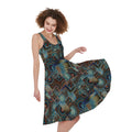 Mosaic Patchwork Pattern Print Sleeveless Knee Length Dress