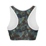 Mosaic Patchwork Pattern Print Women's Sports Bra