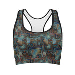 Mosaic Patchwork Pattern Print Women's Sports Bra
