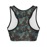 Mosaic Patchwork Pattern Print Women's Sports Bra