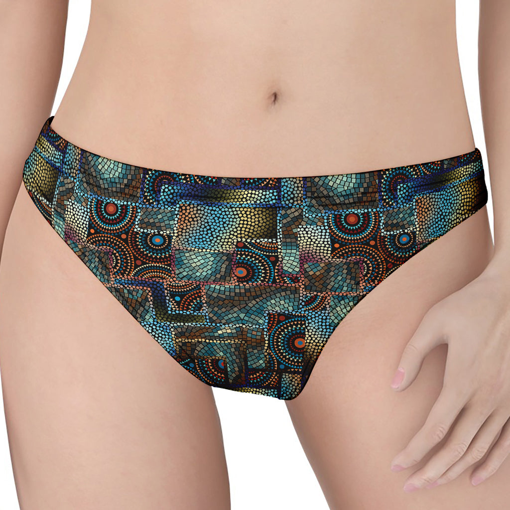 Mosaic Patchwork Pattern Print Women's Thong