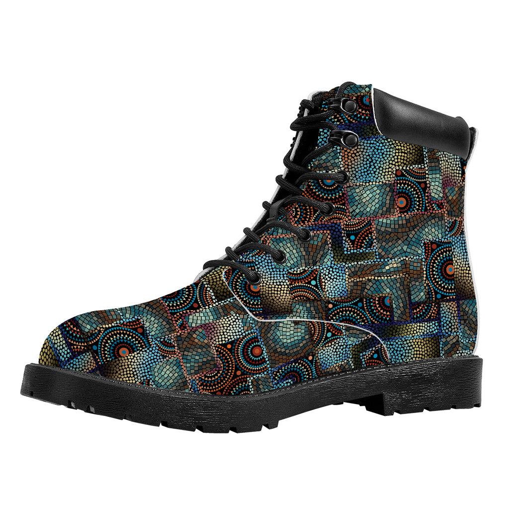Mosaic Patchwork Pattern Print Work Boots