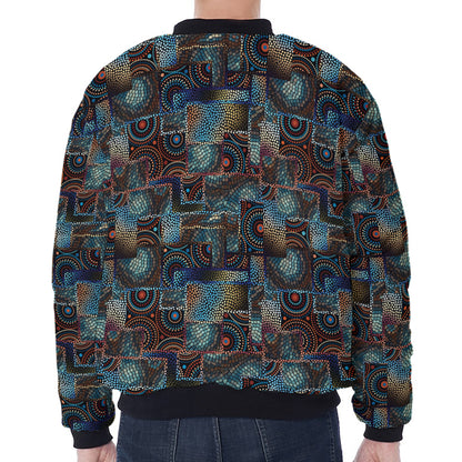 Mosaic Patchwork Pattern Print Zip Sleeve Bomber Jacket
