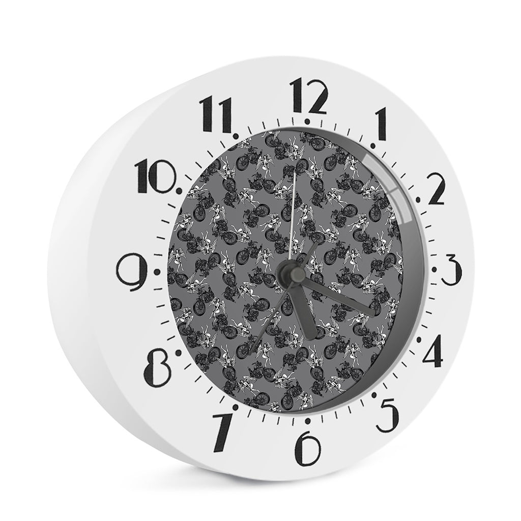 Motorcycle And Angel Pattern Print Alarm Clock