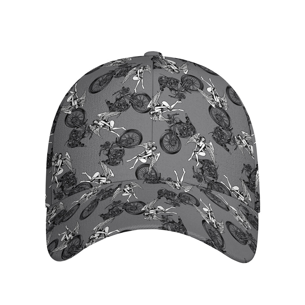 Motorcycle And Angel Pattern Print Baseball Cap