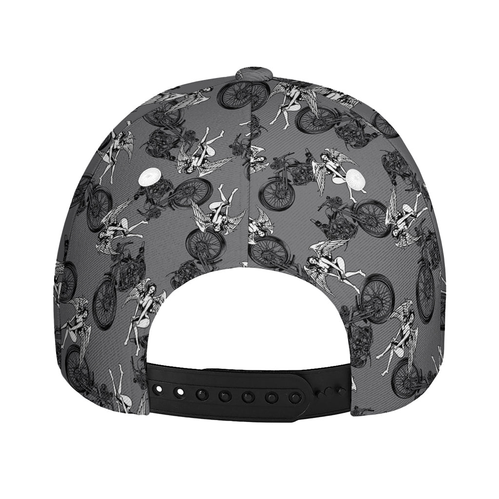 Motorcycle And Angel Pattern Print Baseball Cap