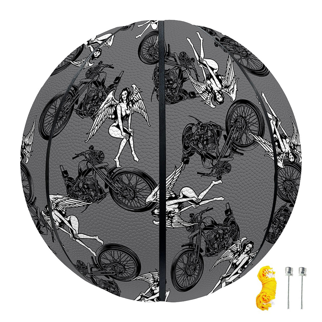 Motorcycle And Angel Pattern Print Basketball