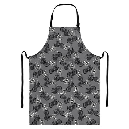 Motorcycle And Angel Pattern Print Bib Apron With Pocket