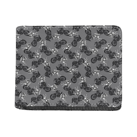 Motorcycle And Angel Pattern Print Bifold Wallet