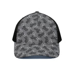 Motorcycle And Angel Pattern Print Black Mesh Trucker Cap