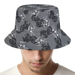 Motorcycle And Angel Pattern Print Bucket Hat