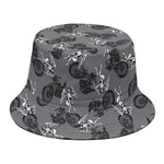 Motorcycle And Angel Pattern Print Bucket Hat