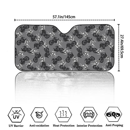 Motorcycle And Angel Pattern Print Car Windshield Sun Shade