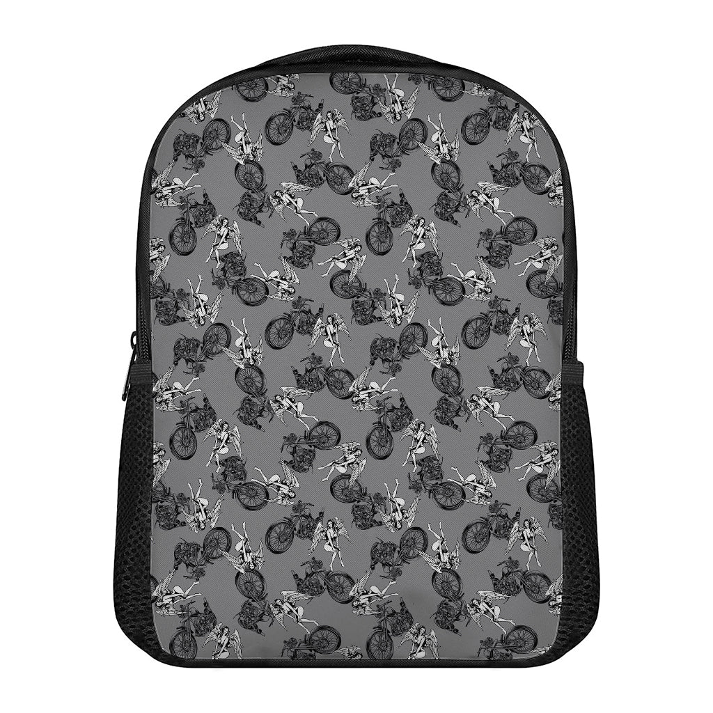 Motorcycle And Angel Pattern Print Casual Backpack