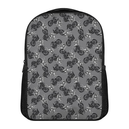 Motorcycle And Angel Pattern Print Casual Backpack