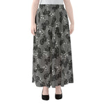 Motorcycle And Angel Pattern Print Chiffon Maxi Skirt