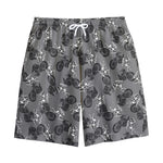 Motorcycle And Angel Pattern Print Cotton Shorts