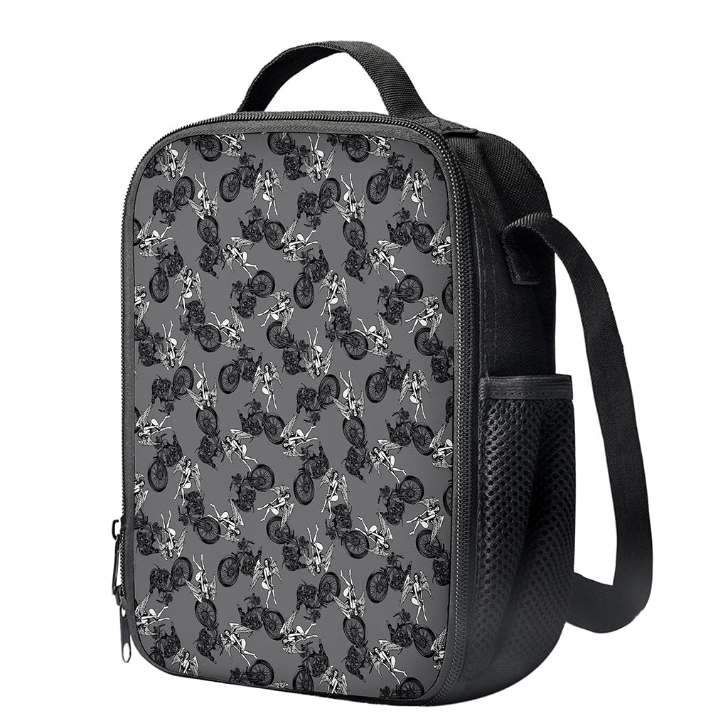 Motorcycle And Angel Pattern Print Crossbody Lunch Bag