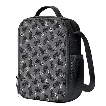 Motorcycle And Angel Pattern Print Crossbody Lunch Bag