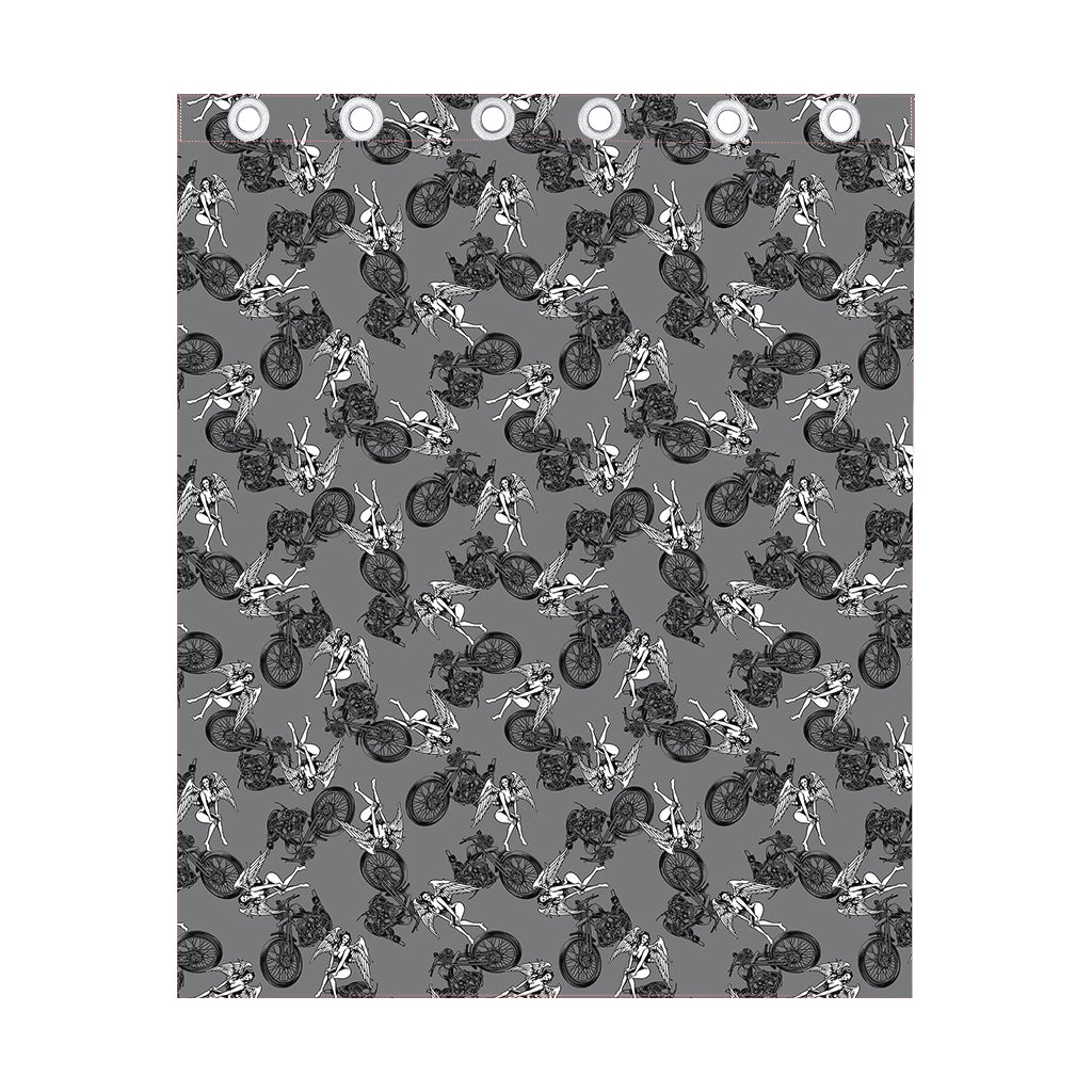 Motorcycle And Angel Pattern Print Curtain