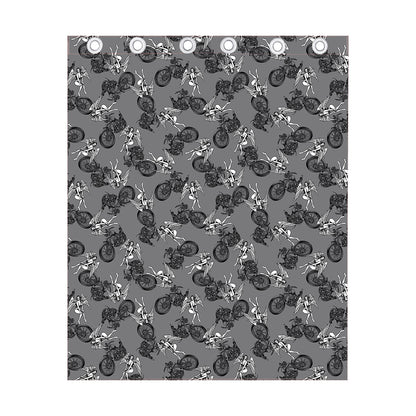 Motorcycle And Angel Pattern Print Curtain