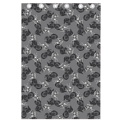 Motorcycle And Angel Pattern Print Curtain