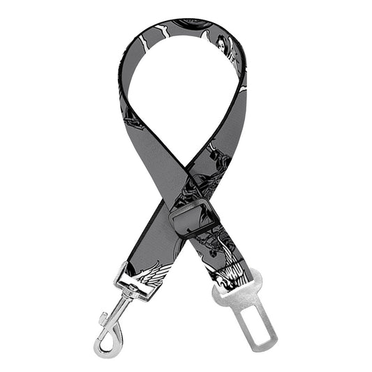 Motorcycle And Angel Pattern Print Dog Seat Belt