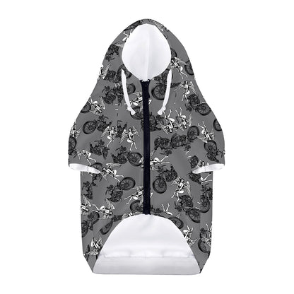 Motorcycle And Angel Pattern Print Dog Zip Up Hoodie