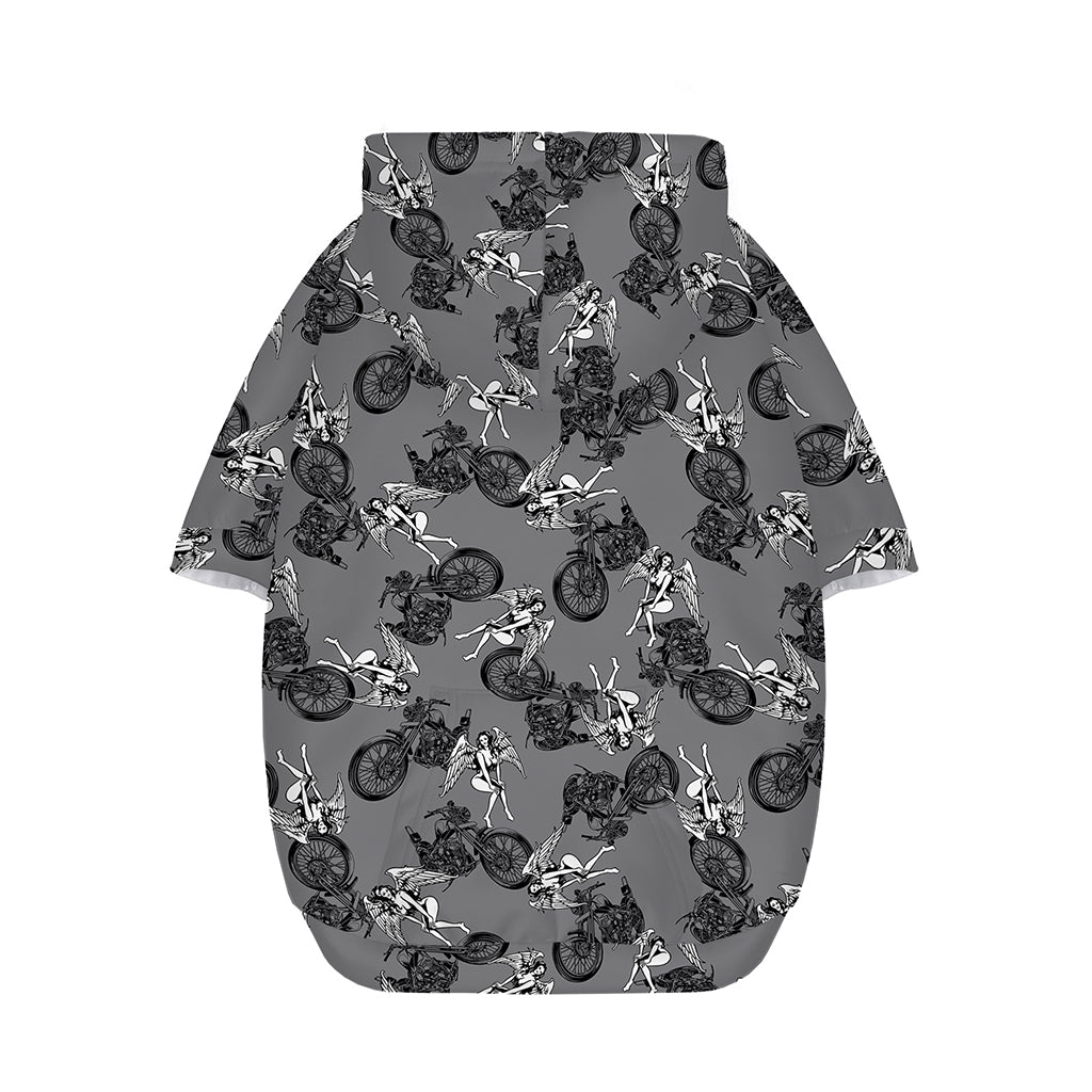 Motorcycle And Angel Pattern Print Dog Zip Up Hoodie