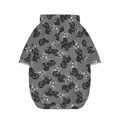 Motorcycle And Angel Pattern Print Dog Zip Up Hoodie