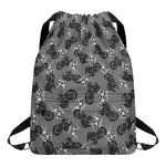 Motorcycle And Angel Pattern Print Drawstring Backpack