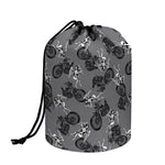 Motorcycle And Angel Pattern Print Drawstring Makeup Bag