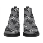 Motorcycle And Angel Pattern Print Flat Ankle Boots