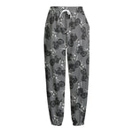 Motorcycle And Angel Pattern Print Fleece Lined Knit Pants