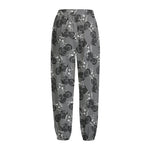 Motorcycle And Angel Pattern Print Fleece Lined Knit Pants