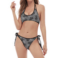 Motorcycle And Angel Pattern Print Halter Scoop Tie Side Bikini