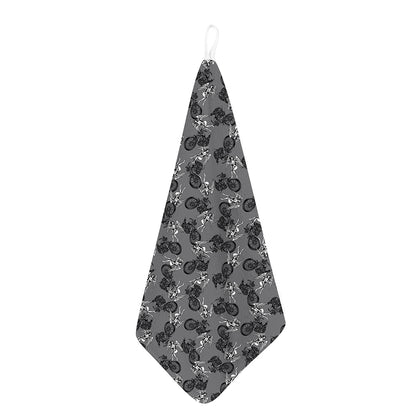Motorcycle And Angel Pattern Print Hand Towel