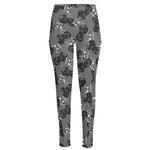 Motorcycle And Angel Pattern Print High-Waisted Pocket Leggings