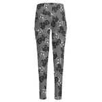 Motorcycle And Angel Pattern Print High-Waisted Pocket Leggings