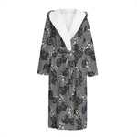 Motorcycle And Angel Pattern Print Hooded Bathrobe