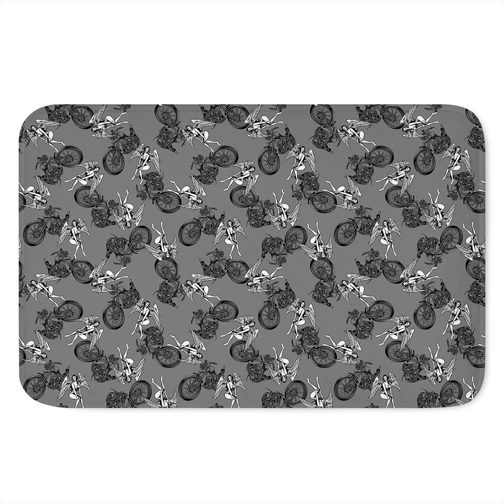 Motorcycle And Angel Pattern Print Indoor Door Mat