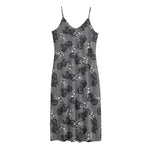 Motorcycle And Angel Pattern Print Jersey Midi Cami Dress