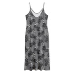 Motorcycle And Angel Pattern Print Jersey Midi Cami Dress