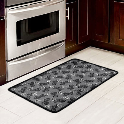 Motorcycle And Angel Pattern Print Kitchen Mat